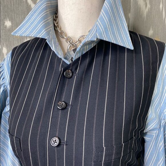 Ralph Lauren Collection ~ Black Wool Pinstripe Waistcoat Gilet Vest - Picture 9 of 16